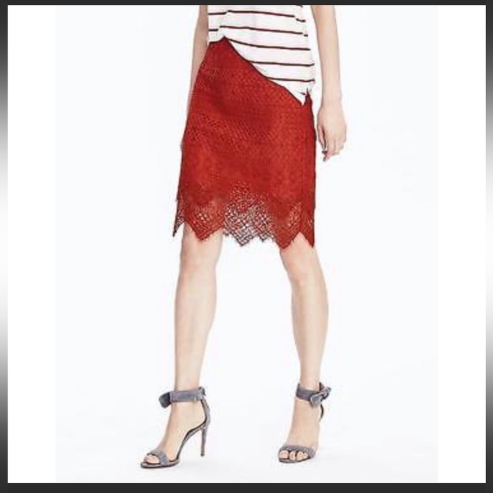 BRAND NEW Banana Republic red lace skirt